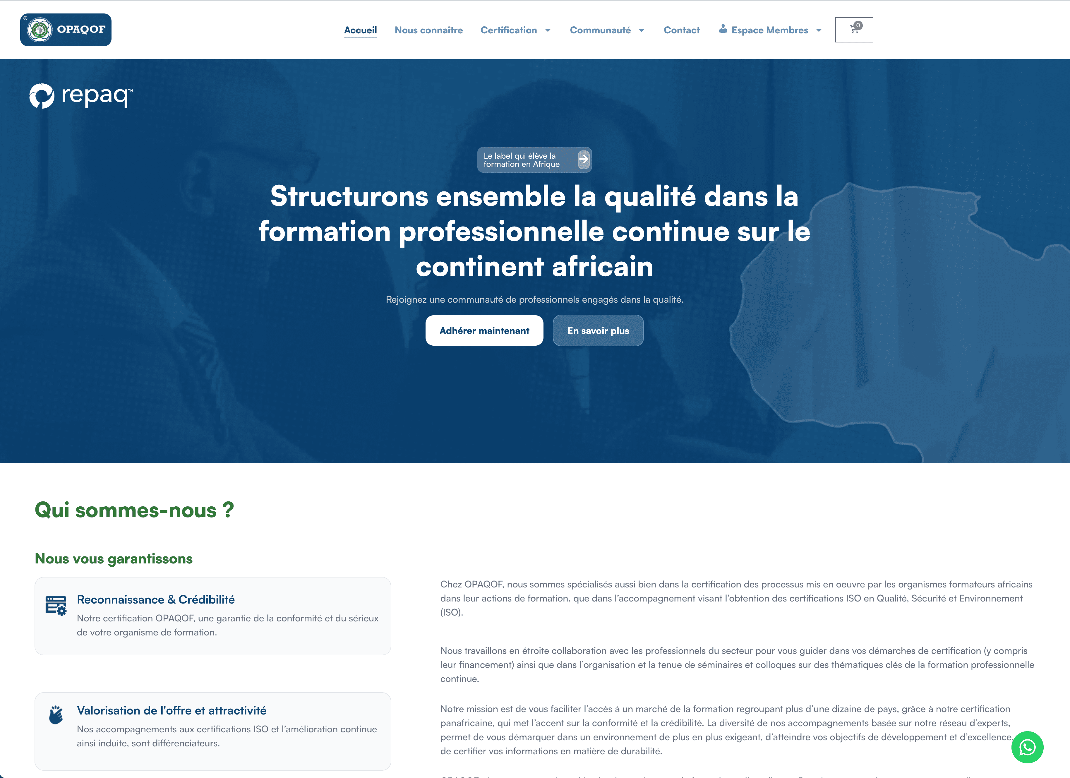 Aperçu du site OPAQOF